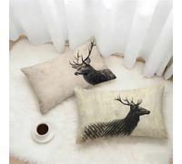 Ciervo Funda Cojin 60x80 Juego de 2, Animal Rectangular Funda Almohada 80x60cm con Cremallera Oculta, Impermeable Lino Fundas Cojines, Fundas de Cojines para Sofá Cama Silla o Jardín Regalo H-4856