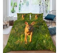 Ciervo Funda de Nórdica 160x200 Impresión 3D Animales Salvajes 3 Piezas Juego de Cama Funda Nórdica Suave Microfibra con Cierre Cremallera y 2 Fundas Almohada 50x75 347-K