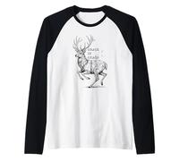 Ciervo Gracia En El Caos Elegante Cornamenta Abstracto Naturaleza Calma Camiseta Manga Raglan