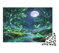 Ciervo Luminoso Bosque Puzzle de 1000 Piezas Papel Puzzle para Adultos Paisaje Nocturno Relajación Decoración Regalo Familiar 70x50cm/1000pcs