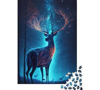 Ciervo Luminoso Bosque Puzzle de 1000 Piezas Puzzle para Adultos de Papel Estilo Fantasía Relajación Decoración Hogar Regalo 38x26cm/1000pcs
