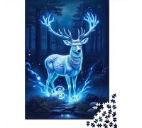 Ciervo Luminoso Puzzle de 1000 Piezas Papel para Adultos Bosque Nocturno Juego de Puzzle 1000 Piezas Relajación Decoración 52x38cm/1000pcs