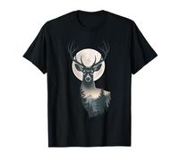 Ciervo Luna Bosque Silueta Vida Silvestre Buck Caza Camiseta
