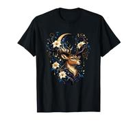 Ciervo Lunar místico con Flores y Noche Estrellada Camiseta