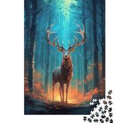 Ciervo majestuoso Bosque Luminoso Puzzle de 1000 Piezas Papel para Adultos Juego de Puzzle Relajante Decora Regalo Familia Concentración 70x50cm/1000pcs