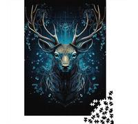 Ciervo Majestuoso del Bosque Puzzle de 1000 Piezas Material Papel para Adultos Estilo Artístico Azul Juego de Puzzle 1000 Piezas Relajación Decoración Regalo 70x50cm/1000pcs
