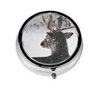 Ciervo mirando a través de la nieve, pastillero, pastillero cuadrado para bolsillo o monedero, pastillero pequeño, organizador de pastillas de viaje