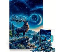 Ciervo místico bajo Cielo Estrellado, Rompecabezas de 1000 Piezas para Adultos, Regalos, Mejora de la Memoria, Tiempo Libre, Arte de Pared de Corte preciso (50x75cm)