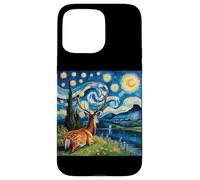 Ciervo Noche Estrellada Van Gogh Serene Bosque Animal Arte Carcasa para iPhone 15 Pro Max