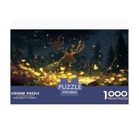 Ciervo Puzzles 1000 Piezas Juego De Reto Juguete Adultos Y Niños Bosque de Luciérnagas Puzzle Imposible Reto EduGatoivo Diseño Creativo Regalo Decoración Hogar 38x26cm/1000pcs