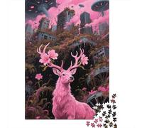 Ciervo Rojo Ciudad en Ruinas Puzzle 1000 Piezas Impresión De Alta Definición, Puzzle De Madera, para Adultos Y Niños, Rompecabezas Juego Desafiante, Regalo 1000pcs (75x50cm)