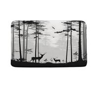 Ciervo Rústico, Alce, Reno, Animal Salvaje En Bosques Negros Y Grises, Bosques Brumosos Alfombra Exterior Antideslizante Felpudos Resistente Felpudos Entrada para Jardín Puerta Ducha 40X60Cm