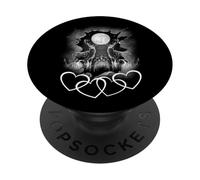 Ciervos Animales del Bosque Finlandia Noruega Ciervo Reno Bosque Corazón PopSockets PopGrip Adhesivo