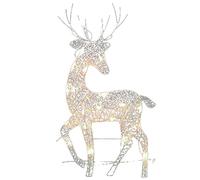 Ciervos Decorativos Navideños Iluminados de 3 Piezas, Decoraciones Navideñas de Renos con Luz Blanca Cálida de 360 °, Decoración de Silueta de Ciervos para Jardín, para Interiores Y Exteriores