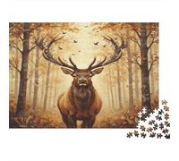 Ciervos otoño Puzzle 1000 Piezas De Cartón Grueso Ciervo otoño Rompecabezas Anti Estrés Adultos para Actividad Abuelos Y Nietos como Regalo Original 70x50cm/1000pcs