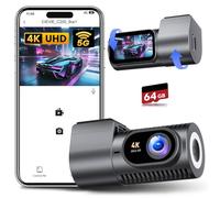 CIEVIE 4K Dashcam, Dash CAM Coche Pantalla 1.5", WiFi 5G & Tarjeta 64G & Soporte 360°, Mini Camara Coche Grabadora, Monitor de Aparcamiento, Super Visión, WDR, Sensor G, Grabación en Bucle, Gran 170°