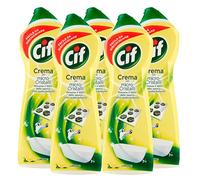 Cif - Limpiador en crema multisuperficie con microcristales al perfume de limón, 100% limpio brillante, 5 botes de 750 ml