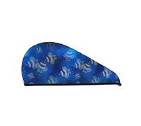 Cifeprak Bees Blue and Yellow Pattern Hair Towel Wrap, Toalla de secado de cabello con botón, Toalla de cabello de terciopelo coralino, Sombrero de turbante de cabello seco, Gorro de ducha de baño