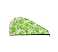 Cifeprak St Patrick_S Day Shamrock Lucky Pattern Toalla para el cabello, Toalla para secar el cabello con botón, Toalla para el cabello de terciopelo coralino, Sombrero de turbante para el cabello s