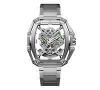 CIGA Design Hunter Reloj Automático Esqueleto Total Tonneau Diseño Estructural Plata Correa Acero H Link Conica Indices y Manecillas Luminosos Cristal Zafiro 3 ATM Resistente al Agua