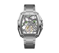 CIGA Design Hunter Tourbillon - Reloj Tonneau de titanio de grado 5, diseño de esqueleto trasero a frente, pulsera de titanio y correa de caucho fluorado, regalos para hombres
