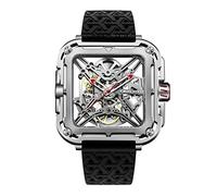 CIGA Design Reloj Automático para Hombre - X Series SUV Relojes Mecánicos de Pulsera Tipo Esqueleto, Cristal de Zafiro, Correa de Nailon y Silicona, Espacio Plateado