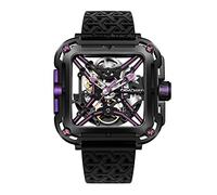 CIGA Design Reloj Automático para Hombre - X Series SUV Relojes Mecánicos de Pulsera Tipo Esqueleto, Cristal de Zafiro, Correa de Nailon y Silicona, Ciber Púrpura