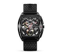 CIGA Design Reloj Automático para Hombre - Z Series DLC Relojes Mecánicos de Pulsera Tipo Esqueleto y Estilo Tonneau, Cristal de Zafiro, Correa de Cuero y Silicona