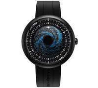 CIGA Design Reloj mecánico automático Blue Planet U Series de acero inoxidable/titanio/cerámica, caja de cristal de zafiro, fluoro-rubor y correa de cerámica, regalos para hombres y mujeres, Black