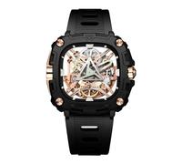 CIGA Design Reloj mecánico automático - Serie X Eye of Horus Reloj de Pulsera para Hombre, Estilo Esqueleto, Caja biocerámica con Correas de Silicona, Oro Rosa, Moderno