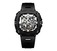 CIGA Design Reloj mecánico automático - Serie X Eye of Horus Reloj de Pulsera para Hombre, Estilo Esqueleto, Caja biocerámica con Correas de Silicona, Negro, Moderno