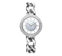 CIGA Design Relojes para mujer Sparkle Collection Reloj de cuarzo, bisel engastado con gemas, elegante esfera de nácar, pulsera de acero refinado, cierre redondo magnético para mujer, pulsera de acero