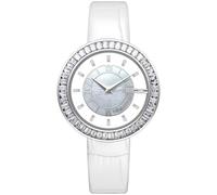 CIGA Design Sparkle Reloj Automático de Lujo para Mujer con Esfera de Nácar y Bisel con Piedras, Oro Rosa o Plata, Correa de Cuero o Metálica de Eslabones (Plata con Correa de Cuero)