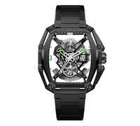 CIGA Design Z Series Hunter - Reloj automático I Tonneau con caja negra, correa de acero negro, reloj de pulsera de esqueleto de lujo de acero inoxidable, vestido de negocios, impermeable, regalo para