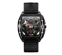 CIGA Design Z-Series Reloj de pulsera mecánico automático de silicona con esfera DLC esqueleto de acero inoxidable con cristal de zafiro sintético para hombre
