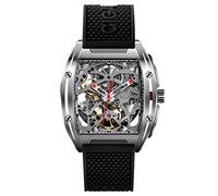 CIGA Design Z-Series Reloj mecánico automático, correa de silicona de acero inoxidable, con cristal de zafiro sintético para hombre