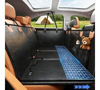 CIGAA Funda de Asiento de Coche para Perro, Hamaca de Cuero PU Impermeable para Asiento Trasero de Coche con Ventana de Malla y Cinturón de Asiento para Perros, Fundas de Asiento Trasero Rígidas