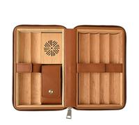 CIGAGROL - Humidificador portátil para puros, estuche de viaje, caja de puros de cuero y madera con humidificador para 6 puros, ideal para viajes y almacenamiento de escritorio, diseño compacto y