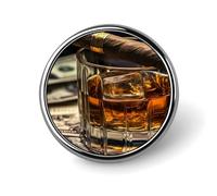 Cigar And Wine Whiskey Round Lapel Pins Decorative Metal Brooches Funny Button Badge for Clothing Bag Hat Gifts