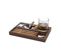 Cigar Ashtray Coaster: Whiskey Glass Tray and Cigar Holder Wooden Ash Tray Smoking Holder Rest Accessory Indoor Outdoor Home Decor