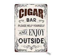 Cigar Bar Please Help Yourself and Enjoy Outside Metal 20x30 cm Vintage Look Decor Crafts Sign for Home Kitchen Bathroom Farm Garden Garage Inspirational Quotes Wall Decor