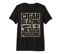 Cigar Blazing & Jesús alabando al Entusiasta Cristiano del cigarro Camiseta Premium