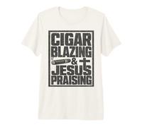 Cigar Blazing & Jesús alabando al Entusiasta Cristiano del cigarro Camiseta Premium