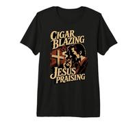 Cigar Blazing & Jesús alabando al Entusiasta Cristiano del cigarro Camiseta Premium
