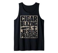 Cigar Blazing & Jesús alabando al Entusiasta Cristiano del cigarro Camiseta sin Mangas