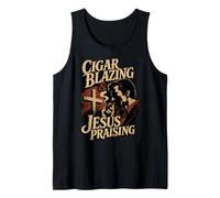 Cigar Blazing & Jesús alabando al Entusiasta Cristiano del cigarro Camiseta sin Mangas
