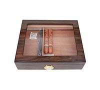 Cigar Humidor Handmade Wood Cigar Box Desktop Humidor with Hygrometer and Humidifier Cedar Divider Holds 20-25
