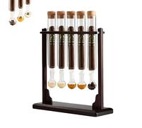 cigar infuser, Handcrafted Wooden Base with Transparent Cigar Infused Glass Tube Set, Equipped with a sealed lid, Designed specifically for cigar enthusiasts (Five)