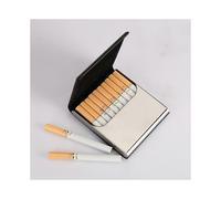 Cigarette Case, Stainless Steel Metal Slim Box Cigarette Holder for Tobacco with Pu Leather Cover And Velvet Interior, Ultra-thin, Black