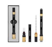 CIGARLOONG 4 en 1 - Punzón retráctil y atornillado para abridor de agujeros afilados (negro dorado)